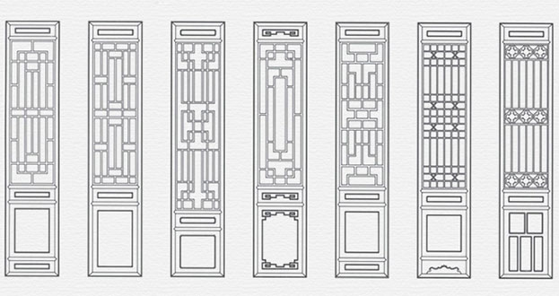 常山常用中式仿古花窗图案隔断设计图